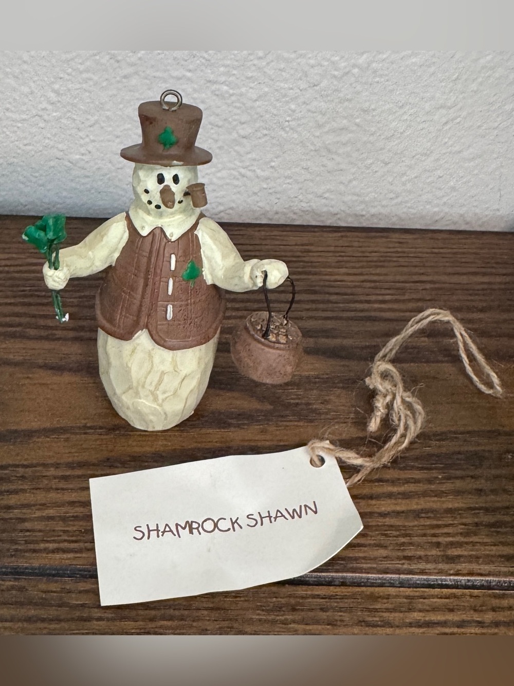 Vintage Flurryville Shamrock Shawn Snowman Ornament Living Quarters Cottagecore